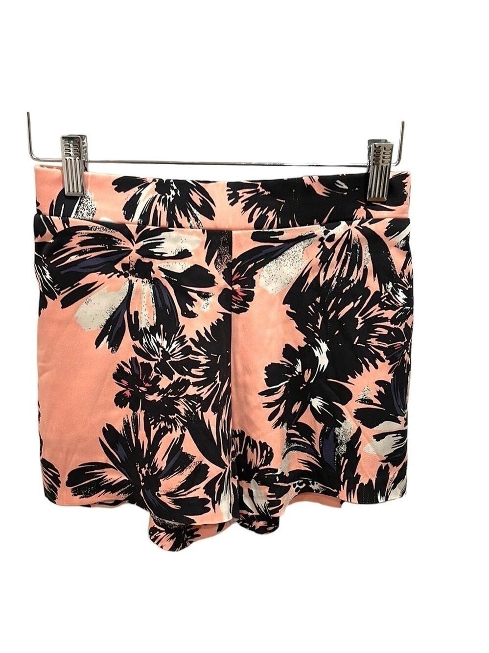 Karina Grimaldi Peach Black Floral Shorts SZ XS